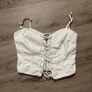 Lace up crop top. Super cute & flattering
